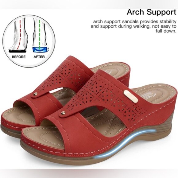 NWOT SHIBEVER Low Comfortable Wedge Platform Sandal Open stow Slip On Sz 39 US 8 - Picture 3 of 16